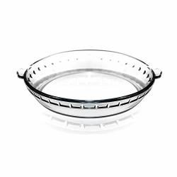 Oven Basics Glass Deep Pie Plate Clear Glass Bakeware Baking Dish With Handle Great For Lasagnas Casseroles Cakes Breads And Cobblers Round