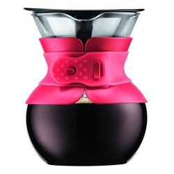 Bodum 11592-294 Pour Over Coffee Maker With Permanent Filter 17 Oz Red