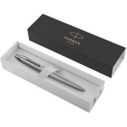 Jotter XL Ballpoint Pen - Medium Nib Blue Ink Monochrome Stainless Steel With Chrome Trim Giftbox