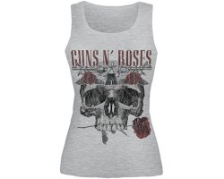 Rockts Ladies Vest Guns N' Roses Flower Skull T-Shirt
