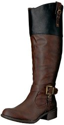 Rampage Women's Ivelia Fashion Knee High Casual Riding Boot Dark Brown black Wide Calf 7.5 M Us