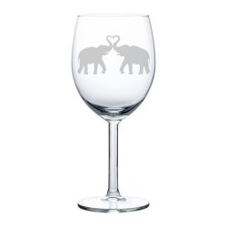 MiP Wine Glass Goblet Elephants Making Heart 10 Oz