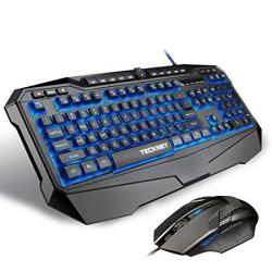 Tecknet Gryphon Pro LED Illuminated Programmable Gaming Keyboard And Mouse Set Water-resistant Design Us Layout