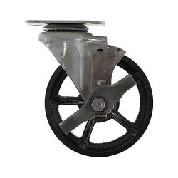 8 CC Vintage Swivel Caster Black Cast Iron Wheel Plate Mount