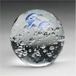 3 Blue Dolphin Glass Paperweight