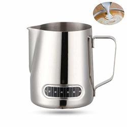 Umiwe Milk Frothing Jug Coffee Milk Pitcher Latte Art Stainless Steel 600ML With Integrated Thermometer For Making Coffee Cappuccino
