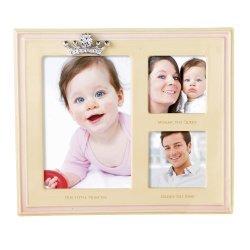 Grasslands Road Little Majesty Frame Our Little Princess Triple Opening Cream And Pink Ceramic 8 By 9-1 4-INCH