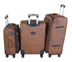 Nexco Luggage Set Of 3 Pu Leather Travel Suitcases 28'24'22' Inch - Brown