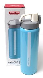 Neoflam New One Touch Sports Bottle 20 Oz 600ML Light Blue Color Stainless Steel & Pp Material Thermos