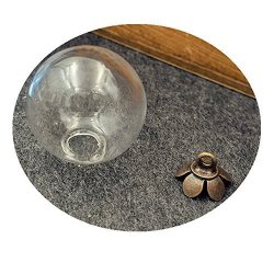10SET MINI Empty Clear Glass Ball Bottle With Five Petal Cap Glass Dome Cover Glass Vial Pendant 18MM Ball Bronze Cap