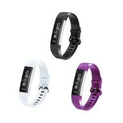 Tonsya 3PCS Fitbit Alta Hr Bands Classic Replacement For Fitbit Alta Hr Fitbit Alta No Tracker Black&white&purple Large