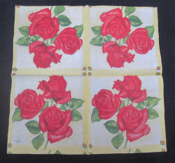The Velvet Attic - Beautiful Imported Paper Napkin Serviette Small - 3 Red Roses
