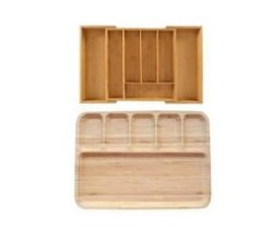 Wooden Expandable Cutlery Tray & Bamboo Serving Tray