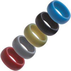 Silicone Wedding Rings Wedding Band 5 Pack - For Active Lifestyles Gym & Outdoor Enthusiasts Mens Silicone Wedding Band - Safe Hypoallergenic Silicone Ring
