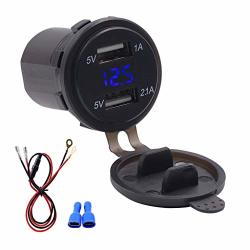 Meiyin 12V 24V Waterproof 2.1A Dual USB Port Car Charger With LED Voltmeter Mobile Phone Charging Power Outlet Adapter