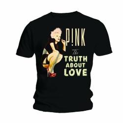 Pink Truth About Love Mens Black T-Shirt Medium