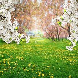 Aofoto 7X7FT Spring Scenic Backdrop Sweet Flowers Photography Background Meadow Floral Blossoms Garden Florets Grassland Park Trees Kid Baby Girl Artistic Portrait Photo Studio