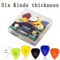 100PCS Acoustic Electric Guitar Picks Plectrum Various 6 Thickness With Pick Box