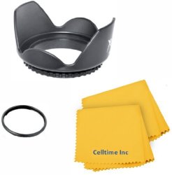 52MM Tulip Lens Hood For Nikon D3300 D3200 D3100 D3000 D5300 D5200 D5100 D5000 Dslr Camera + Celltime Elite Cleaning Cloth
