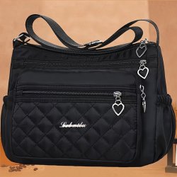 Chic Waterproof Nylon Crossbody Bag For Women - Spacious Quilted Shoulder Purse With Adjustable Strap Zip Closure