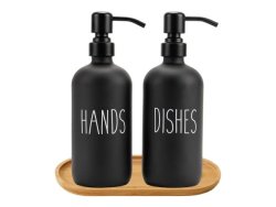 Hands & Dishes Pump Bottles With Bamboo Tray
