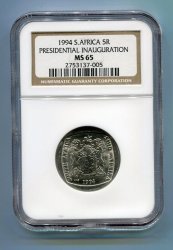 Ms65 Ms 65 - Ngc Graded Mandela Presidential Inauguration R5 Year 1994 - High Grade- Low Pop Coin