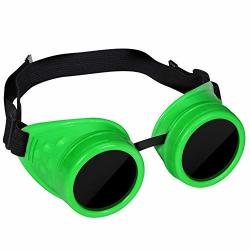 Victorian Steampunk Goggles Fluorescent Vintage Goggles Costumes Welding Goggles Glasses Steampunk Aviator Goggles Party Cosplay Decoration Green