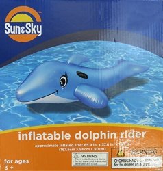 Inflatable Dolphin Rider Pool Toy By Sun&sky By Sunsky