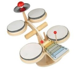 5IN1 Wooden Music Instrument Drum Set For Baby Sensory Percussion Instrument Toy Orff Music Learning