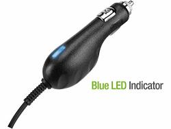 Premium Super Car Charger For Nokia Lumia 925 With Blue LED And Heavy Duty 9FT Coiled Cord With Microusb Black 1A