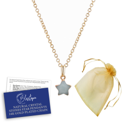 Light Blue Jade Star Pendant & 14K Gold Plated Chain- Peace & Serenity