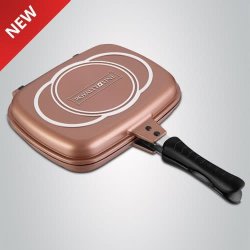 Royalty Line Supreme Marble Coating Double Fry & Grill Pan 34CM -copper RL-DF34M