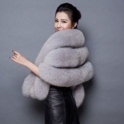 Deliver 6 Weeks - Bridal Faux Fur Shoulder Shawl Wrap Bolero - Grey