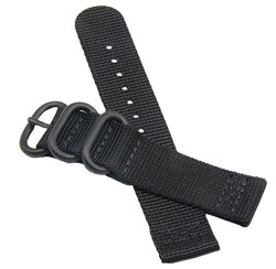 24MM Black Deluxe Premium Nato Style Sturdy Exotic Soft Nylon Sport Men's Wrist Watch Band Wristband