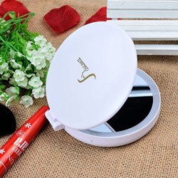 Fusutonus Two-sided LED Makeup Mirror Folding MINI Portable Cosmetic Tools With Multi-angle Stand Function White