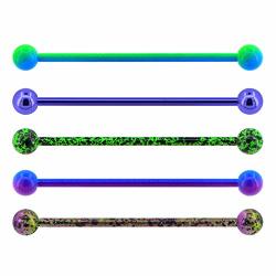 Milacolato 7PCS Industrial Barbell Earring Cartilage Piercing 14G Surgical Steel Turquoise Industrial Piercing Jewelry