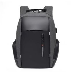 Travel Anti Theft Business Laptop Backpack Bag W USB Charging Port - Grey Black