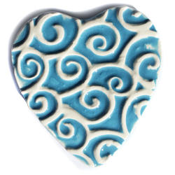 Fat Heart Mosaic Insert With Swirls - Blue