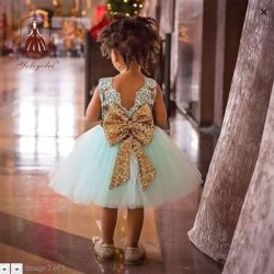 Girls Occasion Sequin Dress Satin tulle Sleeveless With Flower S bow 1-3 Years - Webstore Sa