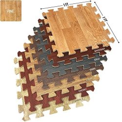 Sorbus Wood Grain Floor Mats Foam Interlocking Mats Each Tile 1 Square Foot 3 8-INCH Thick Flooring Wood Mat Tiles - Home Office Playroom Basement