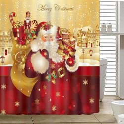 Santa Claus 180X180CM Waterproof Shower Curtains Bathroom Christmas Decor With