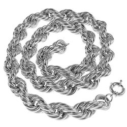 Bling Cartel Hollow Rope Chain 20MM Thick Silver Tone 1980'S Old School Style Hip Hop Dookie 30 Inch Necklace