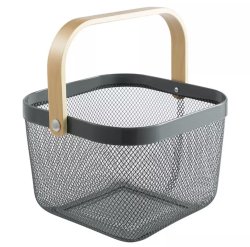 Vegetable Wire Basket With Wooden Handle