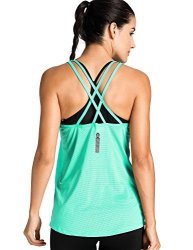 Meliwoo Women's Activewear Cool Mesh Workout Tank Tops With Cross Back Green M