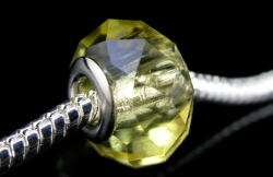 Murano Glass Faceted Crystal Bead Lemon Gold