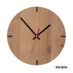 Mika Wall Clock In Oak - 250MM Dia Cotton White Bold Red Second Hand