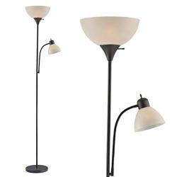 Adjustable Black Floor Lamp With Reading Light By Lightaccents - Susan Modern Standing Lamp For Living Room office Lamp 72 Tall - 150-WATT With Side