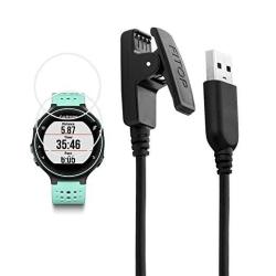 For Garmin X1 Forerunner 235 Charger 230 630 Charging Clip Sync Data Cable + X2 Free HD Tempered Glass Screen Protector Foreruuner Sports Watch
