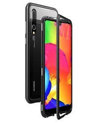 HUAWEI P20 Pro Case Kumwum Magnetic Adsorption Technology Aluminum Metal Shockproof Bumper Frame With Tempered Glass Back P20 Pro Cover P20 Pro