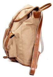 King Kong Leather Canvas & Leather Student Backpack in Brown & Pecan